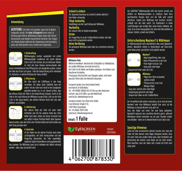 SUBSTRAL® Wühlmausfalle Ultra Power