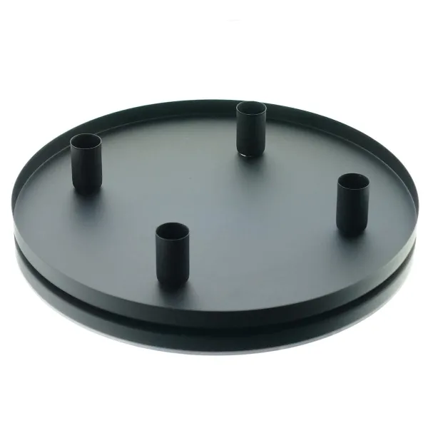 Tablett Schwarz mit 4 Magnet-Stabkerzenhaltern Ø 30 cm - Metall Tablett Schwarz mit 4 Magnet-Stabkerzenhaltern Ø 30 cm - Metall