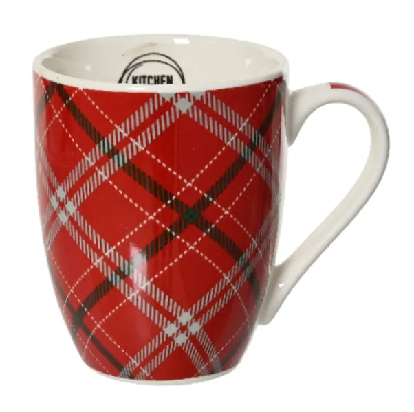 Tasse im Schottenmuster Rot - Weiß - Grün Ø 8 cm Höhe 10 cm - Porzellan Tasse im Schottenmuster Rot - Weiß - Grün Ø 8 cm Höhe 10 cm - Porzellan