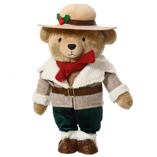 Teddybär Beige mit Jacke & beigefarbenen Hut 31 cm - Polyester