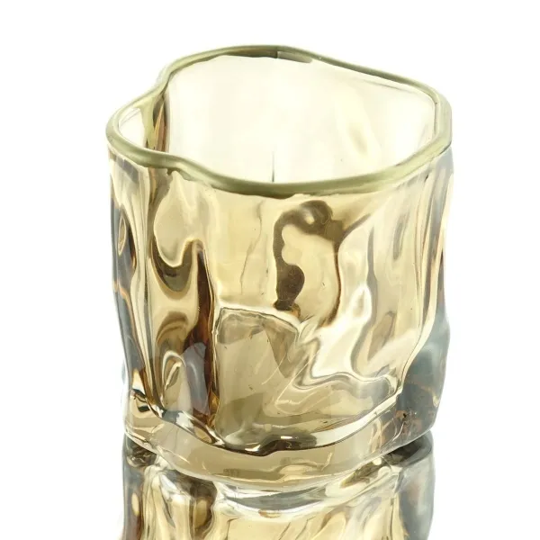 Teelichthalter Braun mit goldfarbenem Rand Ø 8 cm - Glas Teelichthalter Braun mit goldfarbenem Rand Ø 8 cm - Glas