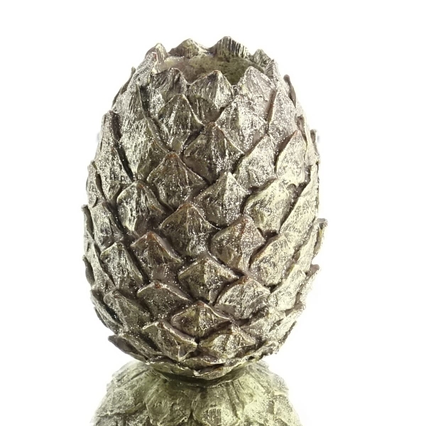 Teelichthalter in Zapfenform Ø 11 cm Höhe 14 cm antik-goldfarben