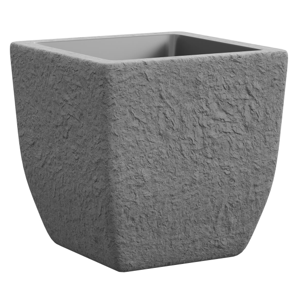 TeraPlast™ Pflanzgefäße LITHOS Stone Grey grau quadratisch 41 x 41 cm - Kunststoff