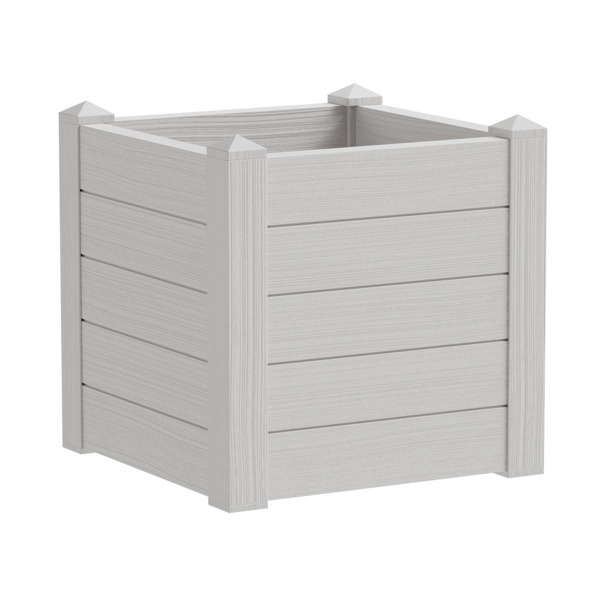 TeraPlast™ Pflanzkasten TRAMA 001 Snow lichtgrau quadratisch 42 x 42 cm - Kunststoff