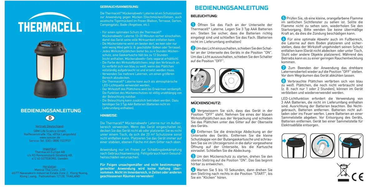 THERMACELL® Mückenabwehr Laterne ohne Wirkstoff
