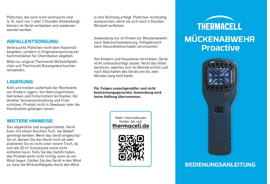 THERMACELL® Mückenabwehr Proactive Handgerät MR300 ohne Wirkstoff
