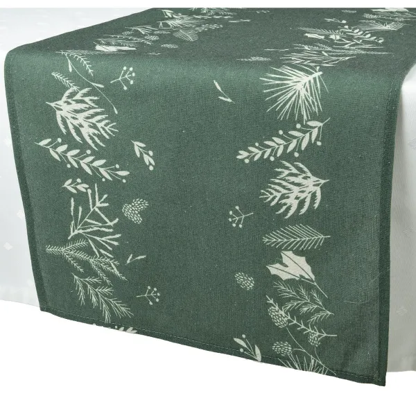 Tischläufer Grün/Natur Breite 40 cm, Länge 140 cm - Polyester & Baumwolle Tischläufer Grün/Natur Breite 40 cm, Länge 140 cm - Polyester & Baumwolle