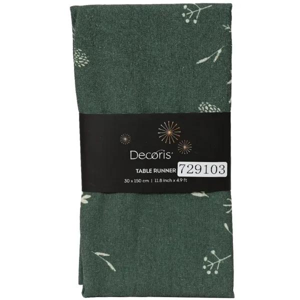 Tischläufer Grün/Natur Breite 40 cm, Länge 140 cm - Polyester & Baumwolle