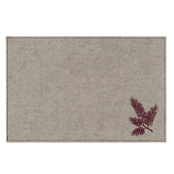 Tischset Naemi rechteckig beige mit roten Tannenzweigen Länge 45 cm Breite 0,50 cm Höhe 30 cm 
-  Baumwolle & Polyester