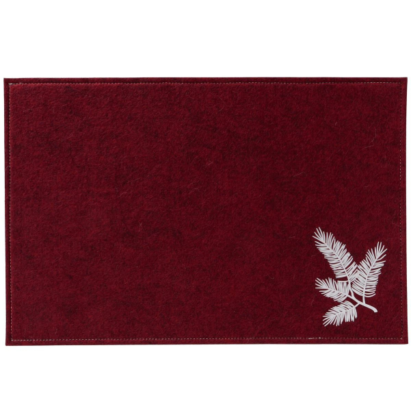 Tischset Naemi rechteckig rot mit beigen Tannenzweigen Länge 45 cm Breite 0,50 cm Höhe 30 cm 
-  Baumwolle & Polyester