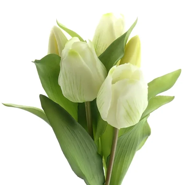 Tulpenstrauß Cremeweiß aus 5 Stielen 31 cm - Kunstblumen