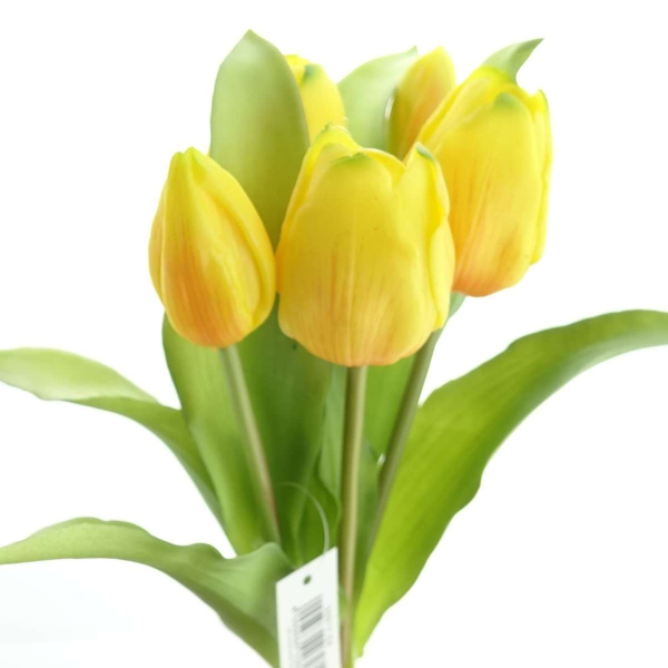 Tulpenstrauß Gelb aus 5 Stielen 31 cm - Kunstblumen