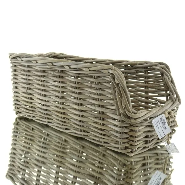 VAN DER LEEDEN Aufbewahrungsbox Rattan Grau 50x20h20cm