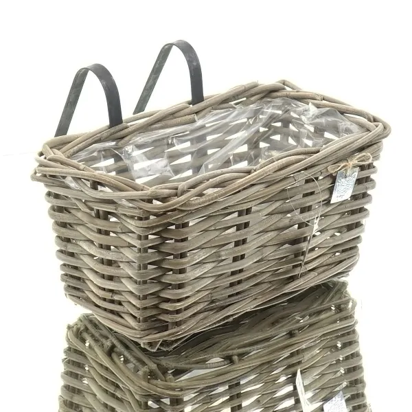 VAN DER LEEDEN Balkonkorb Rattan Grau rechteckig Folienauskleidung 30 x 18 cm VAN DER LEEDEN Balkonkorb Rattan Grau rechteckig Folienauskleidung 30 x 18 cm