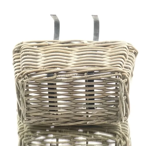 VAN DER LEEDEN Balkonkorb Rattan Grau rechteckig Folienauskleidung 30 x 18 cm