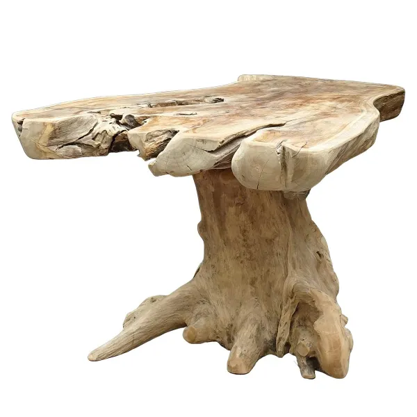 VAN DER LEEDEN Couchtisch Baumwurzel Teak Braun Ø 85 Höhe 50 cm