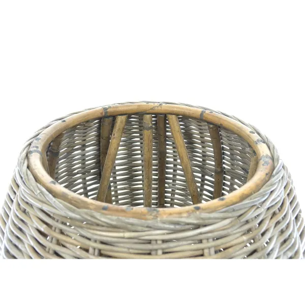 VAN DER LEEDEN Couchtisch Teak/Rattan Grau Ø 64 Höhe 55 cm