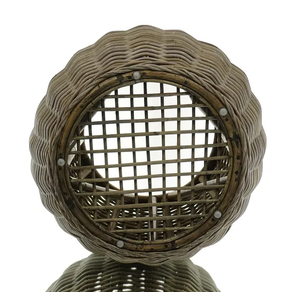 VAN DER LEEDEN Couchtisch Teak/Rattan Grau Ø 64 Höhe 55 cm