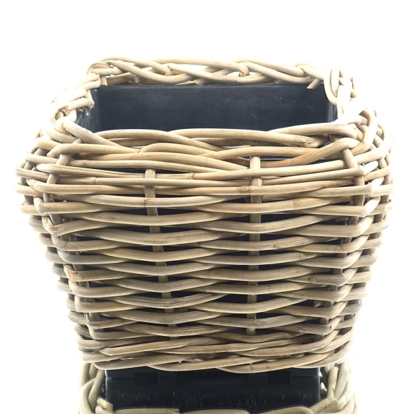 VAN DER LEEDEN DRYPOT® Rattan Pflanzgefäß Grau 48 x 48 x 37 cm - Sylter Körbe