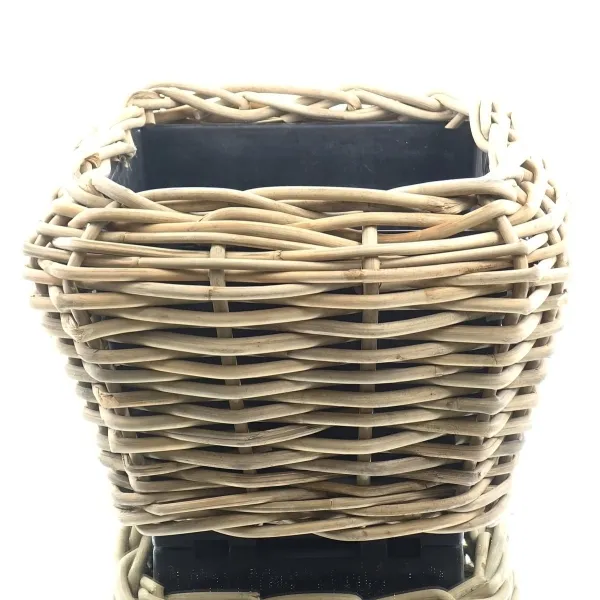 VAN DER LEEDEN DRYPOT® Rattan Pflanzgefäß Grau 48 x 48 x 37 cm - Sylter Körbe
