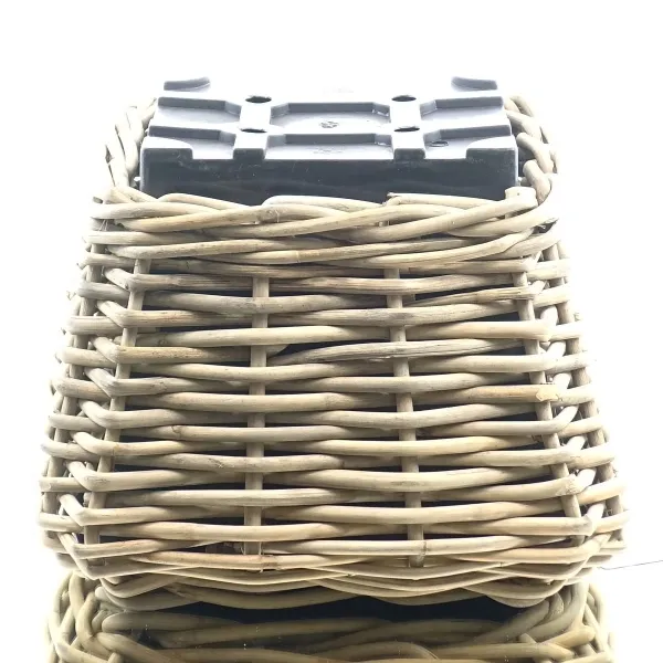 VAN DER LEEDEN DRYPOT® Rattan Pflanzgefäß Grau 48 x 48 x 37 cm - Sylter Körbe
