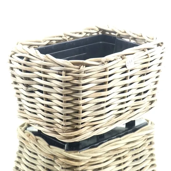 VAN DER LEEDEN DRYPOT® Rattan Pflanzgefäß Grau 49 x 37 x 30 cm - Sylter Körbe