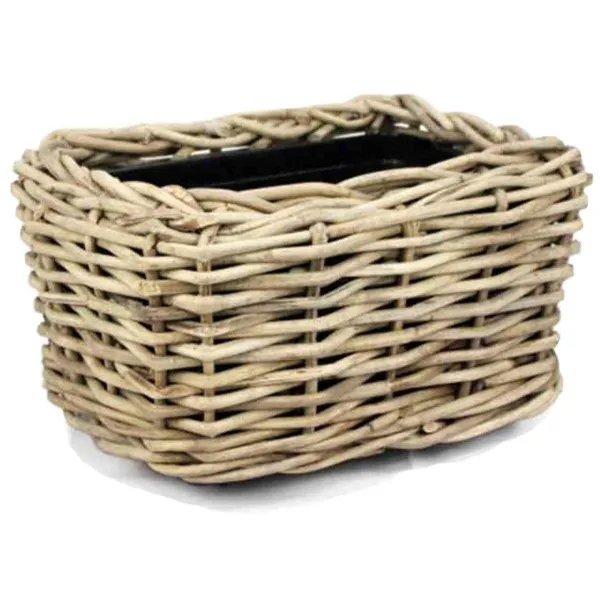 VAN DER LEEDEN DRYPOT® Rattan Pflanzgefäß Grau 49 x 37 x 30 cm - Sylter Körbe