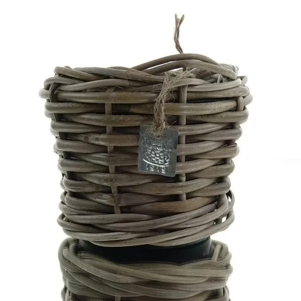 VAN DER LEEDEN DRYPOT® Rattan Pflanzgefäß Grau ca. Ø 17 cm - Sylter Körbe VAN DER LEEDEN DRYPOT® Rattan Pflanzgefäß Grau ca. Ø 17 cm - Sylter Körbe