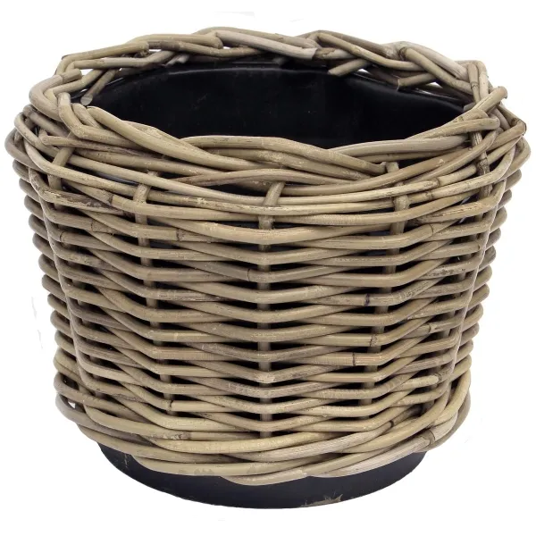 VAN DER LEEDEN DRYPOT® Rattan Pflanzkübel Grau Ø 25 cm - Sylter Körbe