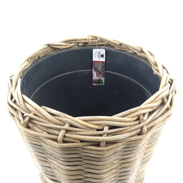 VAN DER LEEDEN DRYPOT® Rattan Pflanzkübel Grau Ø 42 cm - Sylter Körbe