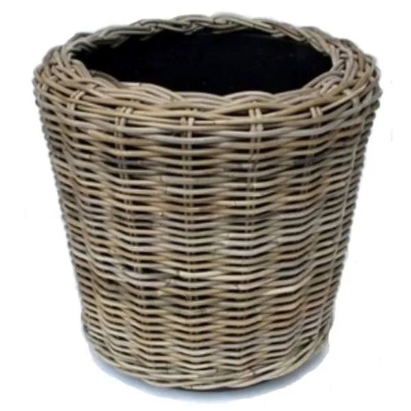 VAN DER LEEDEN DRYPOT® Rattan Pflanzkübel Grau Ø 42 cm - Sylter Körbe