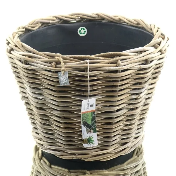 VAN DER LEEDEN DRYPOT® Rattan Pflanzkübel Grau Ø 43 cm - Sylter Körbe VAN DER LEEDEN DRYPOT® Rattan Pflanzkübel Grau Ø 43 cm - Sylter Körbe