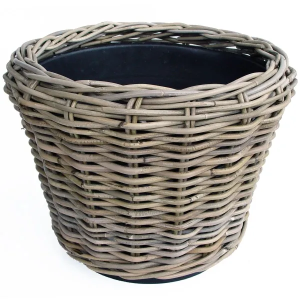 VAN DER LEEDEN DRYPOT® Rattan Pflanzkübel Grau Ø 43 cm - Sylter Körbe
