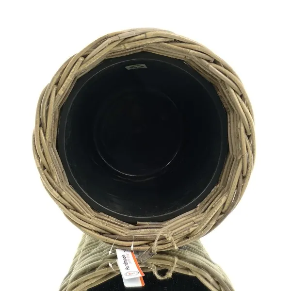 VAN DER LEEDEN DRYPOT® Rattan Pflanzkübel Grau Ø 43 cm - Sylter Körbe