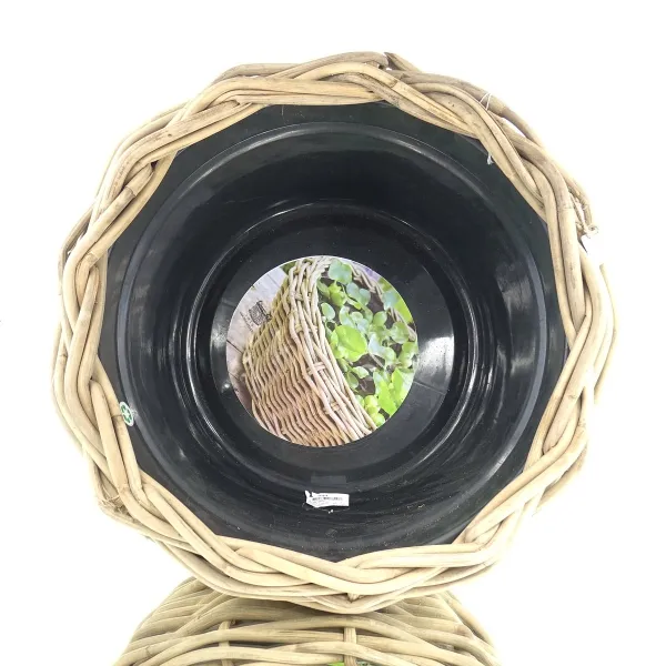 VAN DER LEEDEN DRYPOT® Rattan Pflanzkübel Grau Ø 59 cm - Sylter Körbe