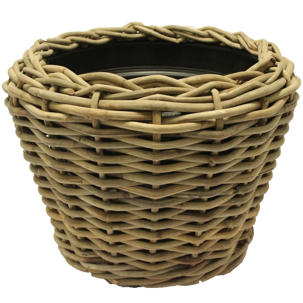 VAN DER LEEDEN DRYPOT® Rattan Pflanzkübel Grau Ø 68 cm - Sylter Körbe