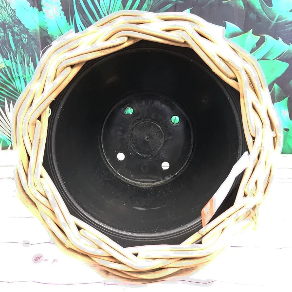 VAN DER LEEDEN DRYPOT® Rattan Pflanzkübel Grau auf Rollen Ø 58 cm - Sylter Körbe