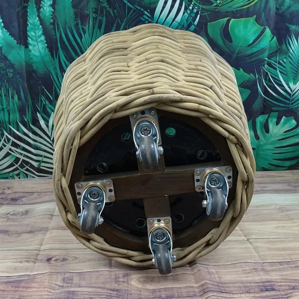 VAN DER LEEDEN DRYPOT® Rattan Pflanzkübel Grau auf Rollen Ø 68 cm - Sylter Körbe
