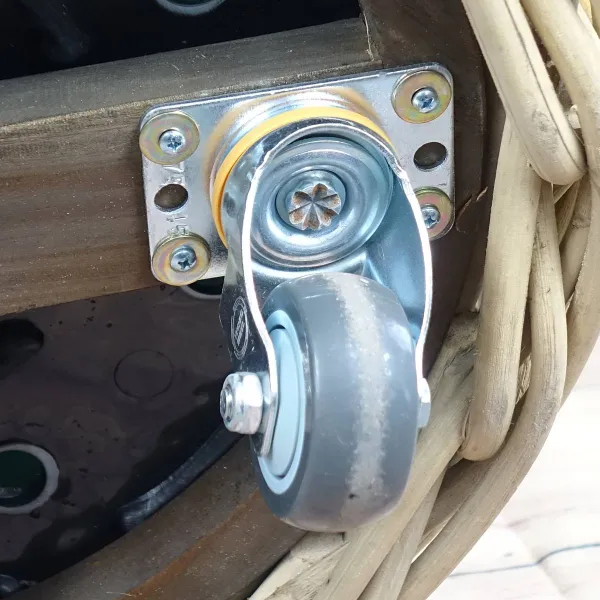 VAN DER LEEDEN DRYPOT® Rattan Pflanzkübel Grau auf Rollen Ø 68 cm - Sylter Körbe