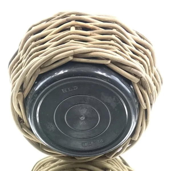 VAN DER LEEDEN DRYPOT® Rattan Pflanzschale Grau Ø 40 cm - Sylter Körbe