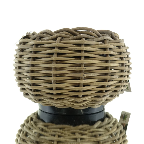 VAN DER LEEDEN DRYPOT® Rattan Tina Pflanzkübel Grau Ø 29 cm - Sylter Körbe
