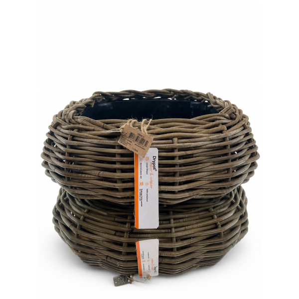 VAN DER LEEDEN DRYPOT® Rattan Tina Pflanzkübel quadratisch Grau 44 x 44 cm - Sylter Körbe