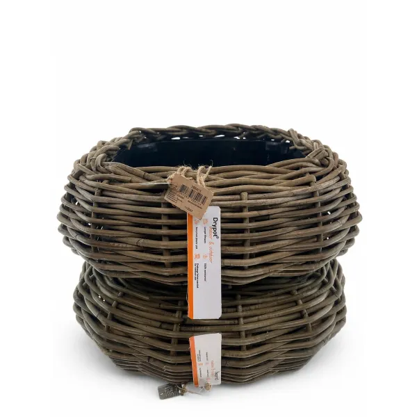 VAN DER LEEDEN DRYPOT® Rattan Tina Pflanzkübel quadratisch Grau 44 x 44 cm - Sylter Körbe VAN DER LEEDEN DRYPOT® Rattan Tina Pflanzkübel quadratisch Grau 44 x 44 cm - Sylter Körbe