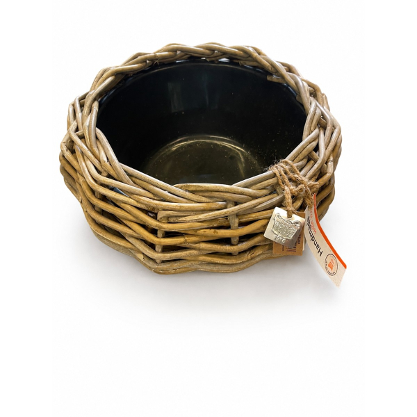 VAN DER LEEDEN DRYPOT® Rattan Tina Pflanzschale Grau Ø 40 cm - Sylter Körbe