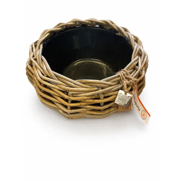VAN DER LEEDEN DRYPOT® Rattan Tina Pflanzschale Grau Ø 40 cm - Sylter Körbe VAN DER LEEDEN DRYPOT® Rattan Tina Pflanzschale Grau Ø 40 cm - Sylter Körbe