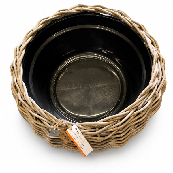 VAN DER LEEDEN DRYPOT® Rattan Tina Pflanzschale Grau Ø 60 cm - Sylter Körbe