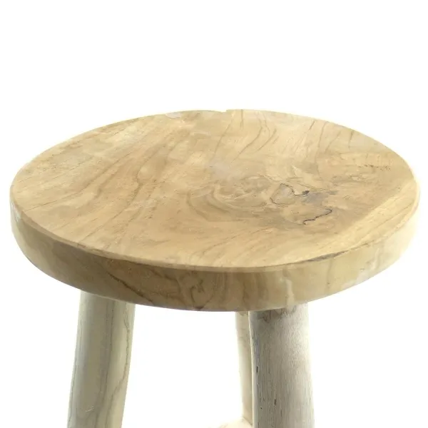 VAN DER LEEDEN Hocker Natur unbehandelt Ø 29 cm Höhe 45 cm - Teakholz massiv