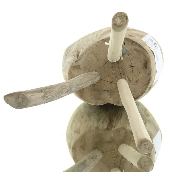 VAN DER LEEDEN Kerze in Teakholz Schale mit Beinen Natur, Ø 22 cm, Höhe 30 cm