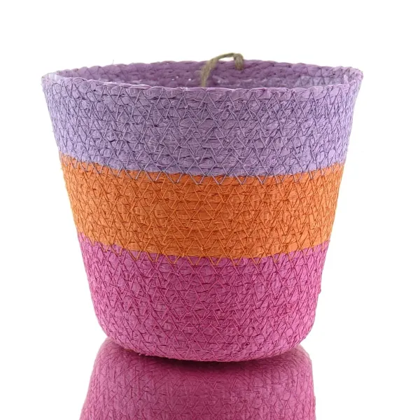 VAN DER LEEDEN Korb Pink Lila Orange Ø 14 cm Höhe 12 cm - Seegras VAN DER LEEDEN Korb Pink Lila Orange Ø 14 cm Höhe 12 cm - Seegras