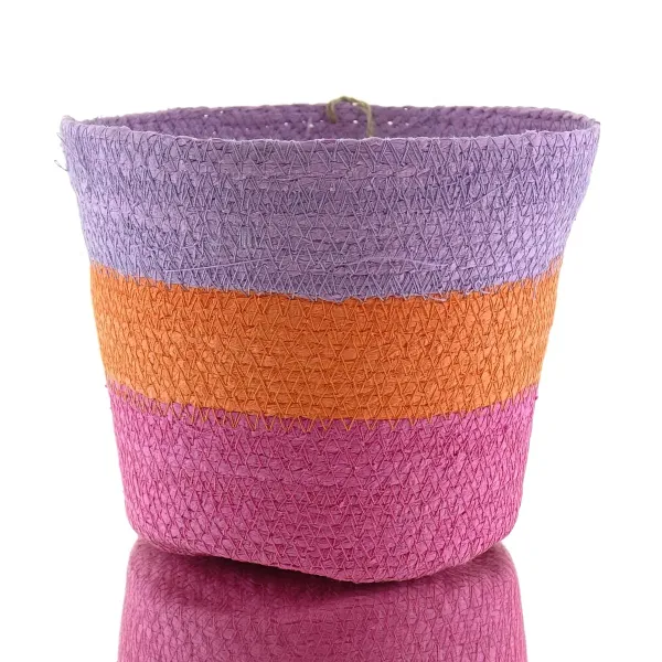 VAN DER LEEDEN Korb Pink Lila Orange Ø 18 cm Höhe 15 cm - Seegras VAN DER LEEDEN Korb Pink Lila Orange Ø 18 cm Höhe 15 cm - Seegras